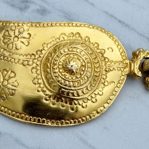 Vintage Gold Tone Two Piece Interlocking Belt Buckle Embossed Medallion Crescent main image 12